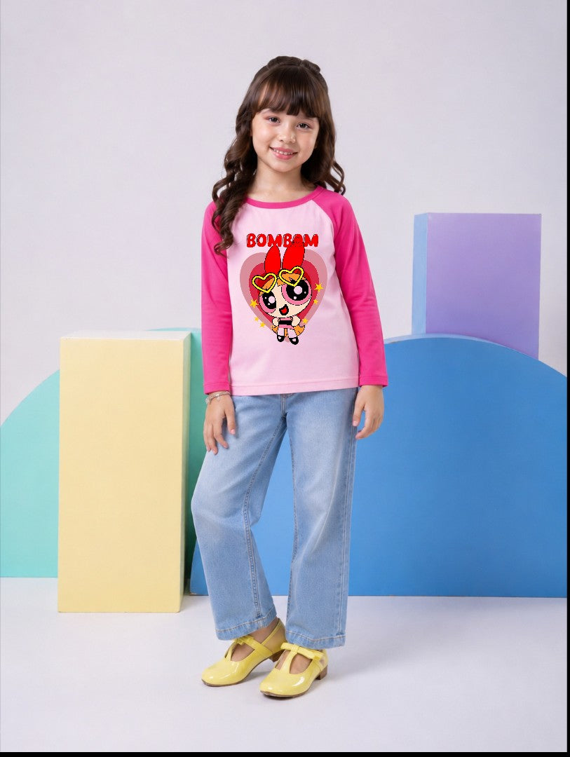 JUNIOR - HOT PINK & BABY PINK BOOM BOOM RAGLAN