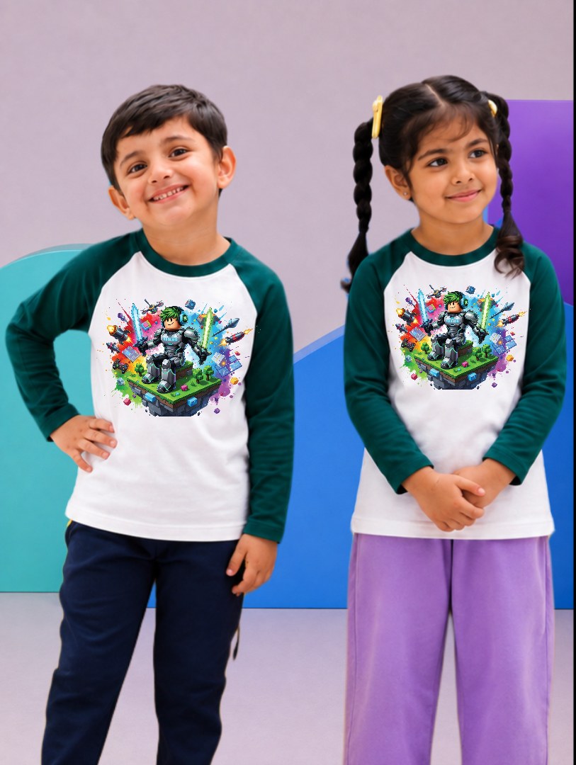 JUNIOR - DARK GREEN WHITE ROBLOX VICTORY RAGLAN