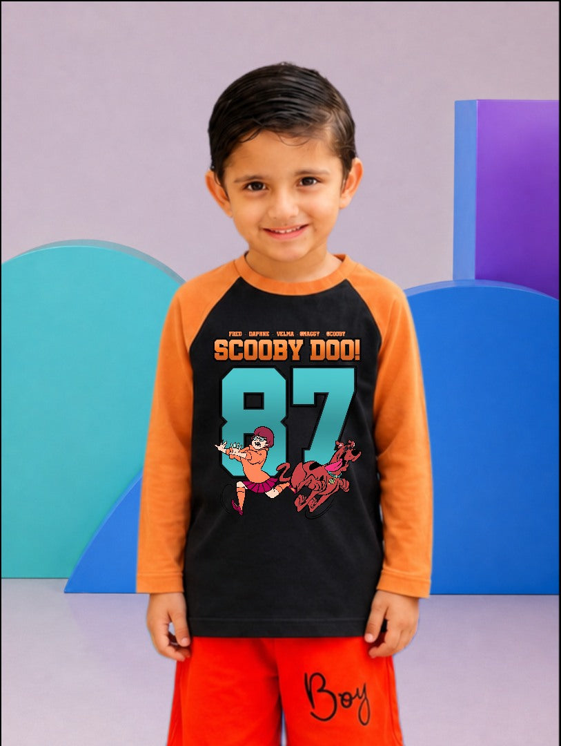 JUNIOR - ORANGE BLACK SCOOBY-DOO 87 RAGLAN