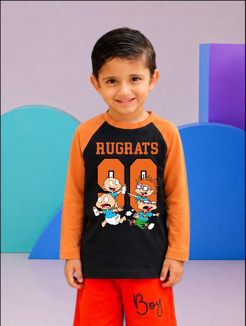 JUNIOR - ORANGE BLACK RUGRATS RAGLAN