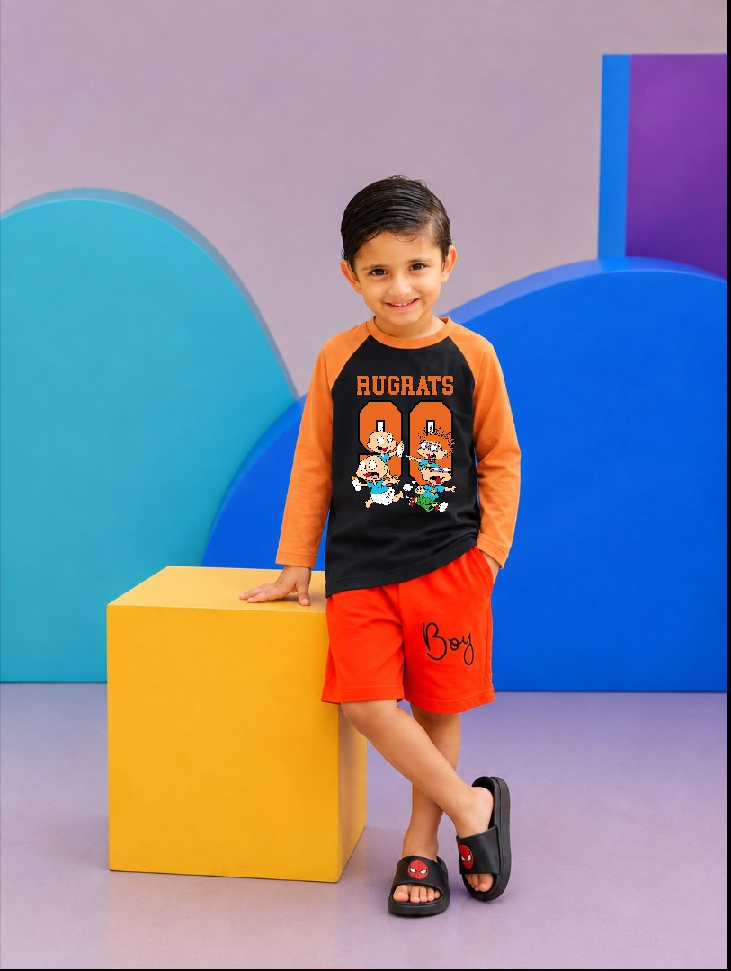 JUNIOR - ORANGE BLACK RUGRATS RAGLAN