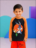 JUNIOR - ORANGE BLACK BUGS BUNNY WITH CARROT RAGLAN