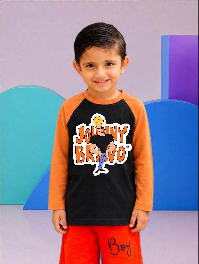JUNIOR - ORANGE BLACK JOHNNY BRAVO RAGLAN