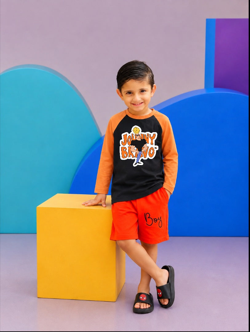 JUNIOR - ORANGE BLACK JOHNNY BRAVO RAGLAN