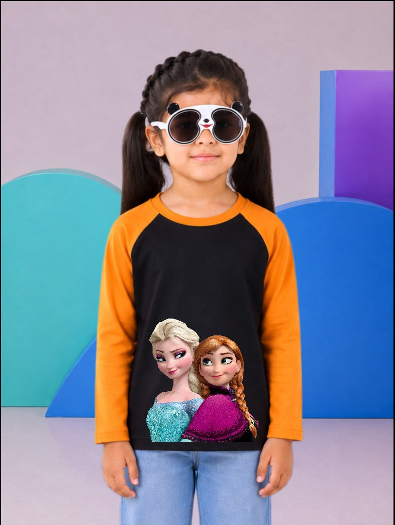 JUNIOR - ORANGE BLACK ELSA & ANNA RAGLAN