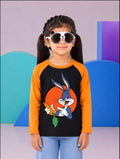 JUNIOR - ORANGE BLACK BUGS BUNNY WITH CARROT RAGLAN