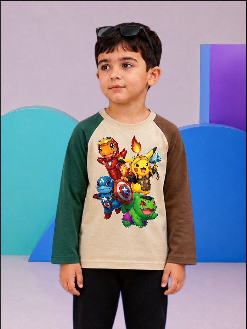 JUNIOR - TWO TONE POKEMON FAMILY RAGLAN