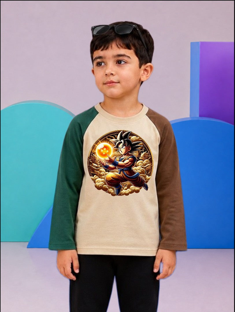 JUNIOR - TWO TONE GOKU WITH DRAGON BALL RAGLAN