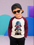 JUNIOR - MAROON OFF-WHITE NINJA TURTLES RAGLAN