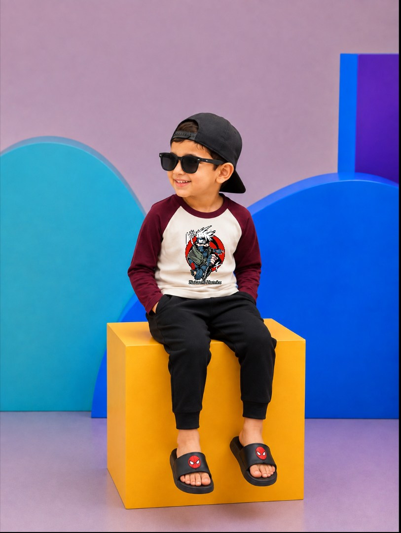 JUNIOR - MAROON OFF-WHITE KAKASHI HATAKE RAGLAN