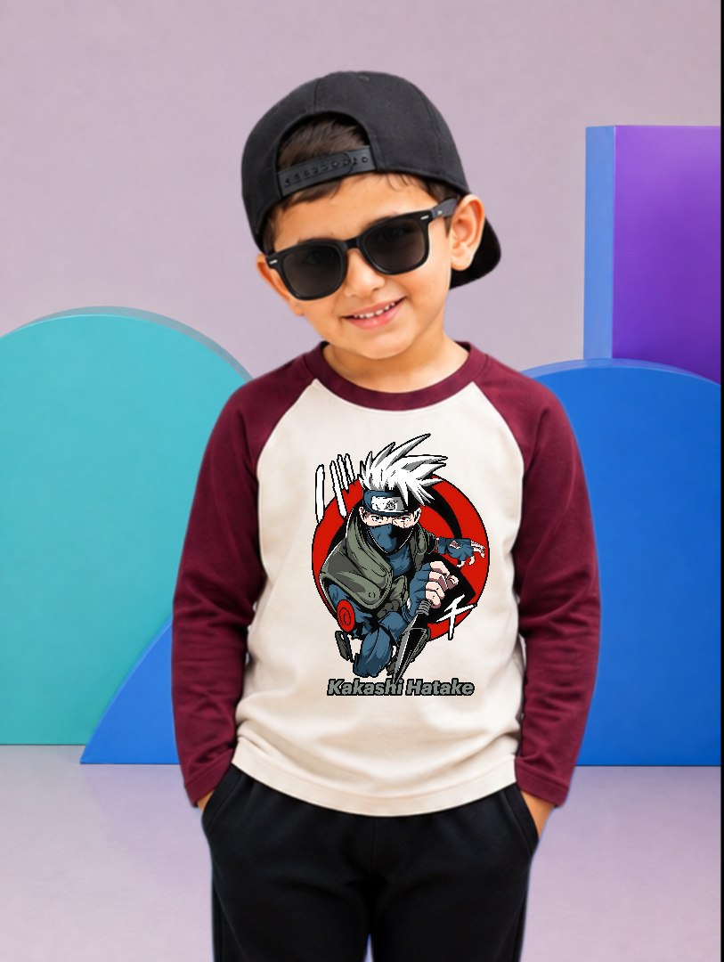 JUNIOR - MAROON OFF-WHITE KAKASHI HATAKE RAGLAN
