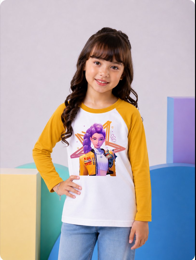 JUNIOR - MUSTARD WHITE RUMI RAGLAN