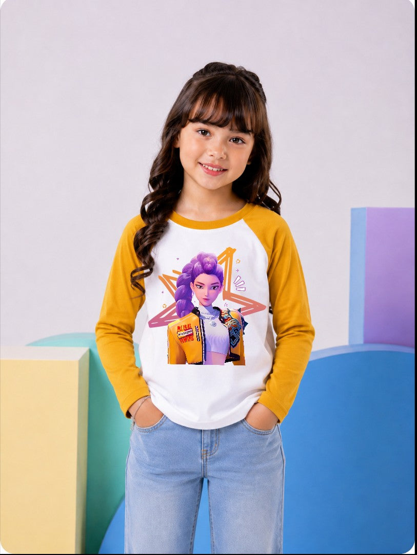 JUNIOR - MUSTARD WHITE RUMI RAGLAN
