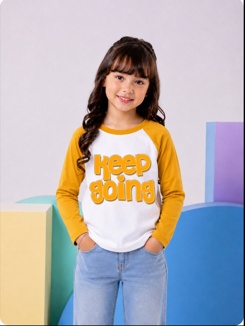 JUNIOR - MUSTARD WHITE KEEP GOING RAGLAN