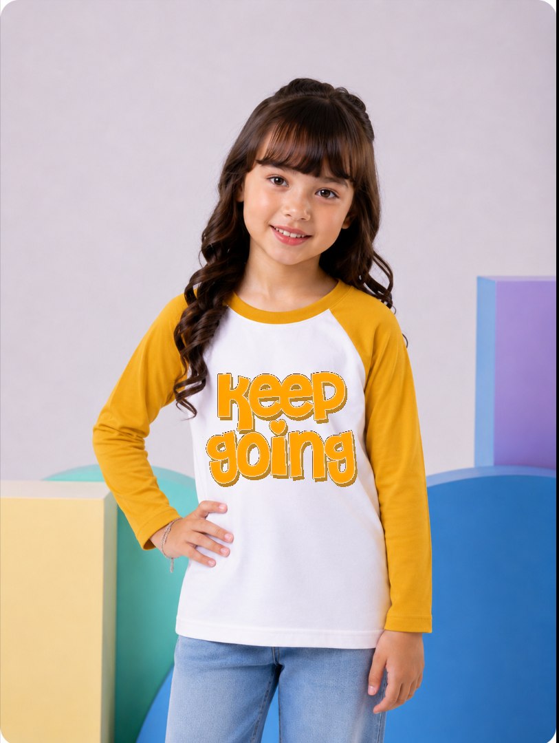 JUNIOR - MUSTARD WHITE KEEP GOING RAGLAN