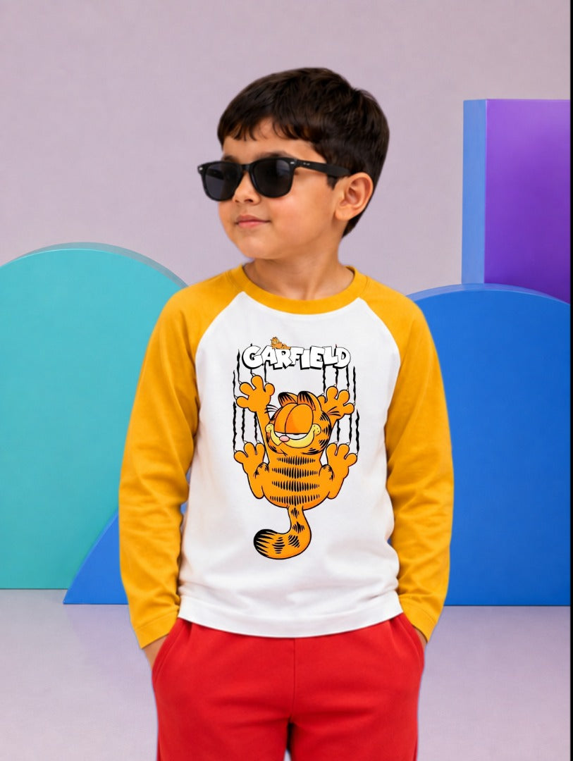 JUNIOR - MUSTARD WHITE GARFIELD RAGLAN