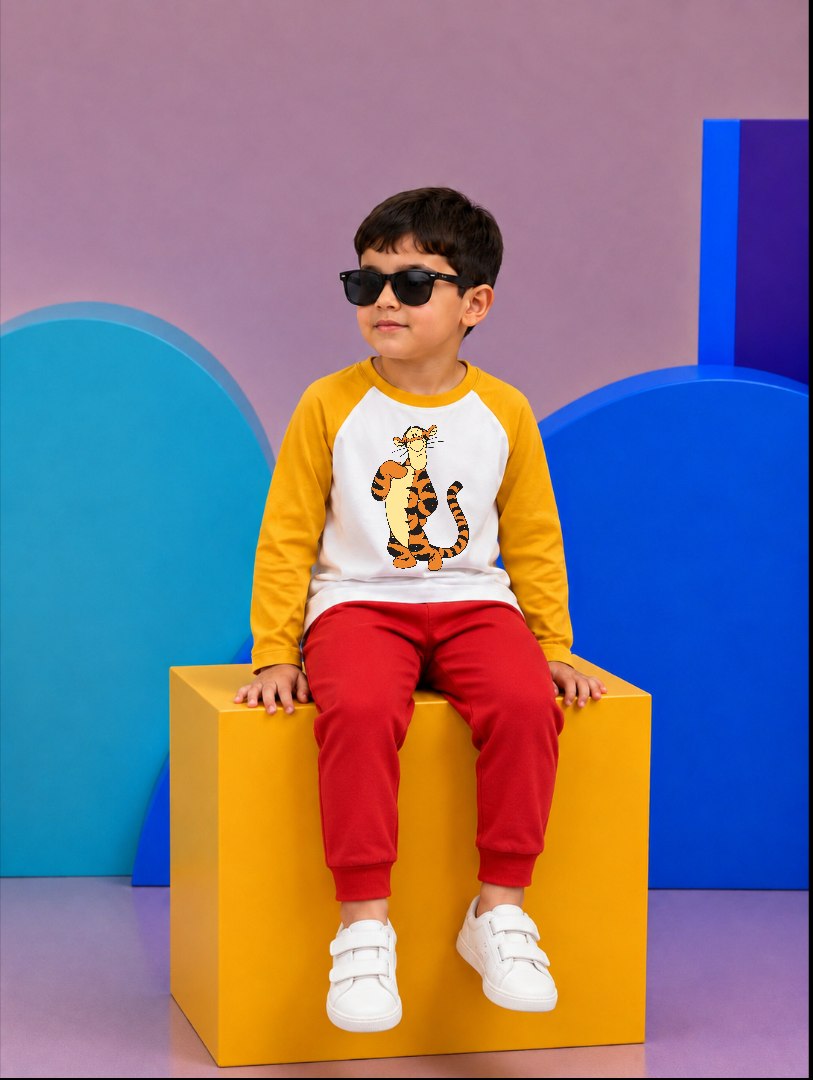 JUNIOR - MUSTARD WHITE GARFIELD RAGLAN