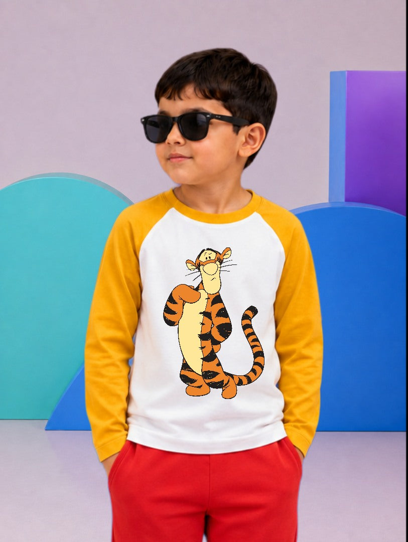 JUNIOR - MUSTARD WHITE CUTE TIDER RAGLAN