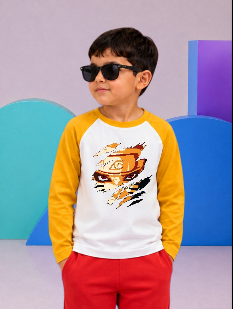 JUNIOR - MUSTARD WHITE NINJA WARRIOR RAGLAN