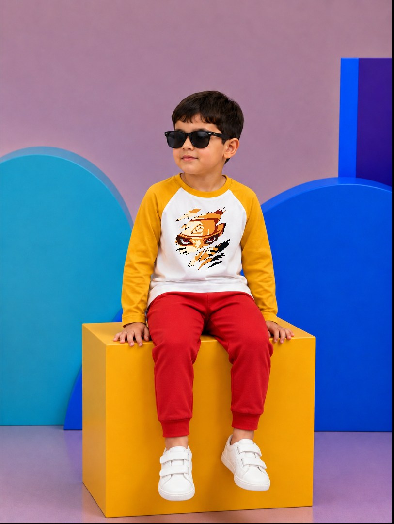 JUNIOR - MUSTARD WHITE NINJA WARRIOR RAGLAN