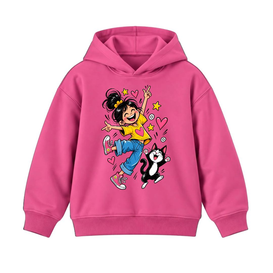 JUNIOR - GIRL WITH CAT HOODIE DP035