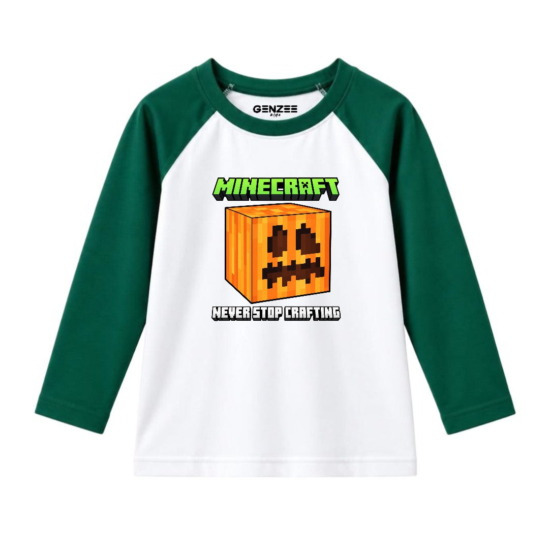 JUNIOR - NEVER STOP MINECRAFT FULL SLEEVES RAGLAN DP025