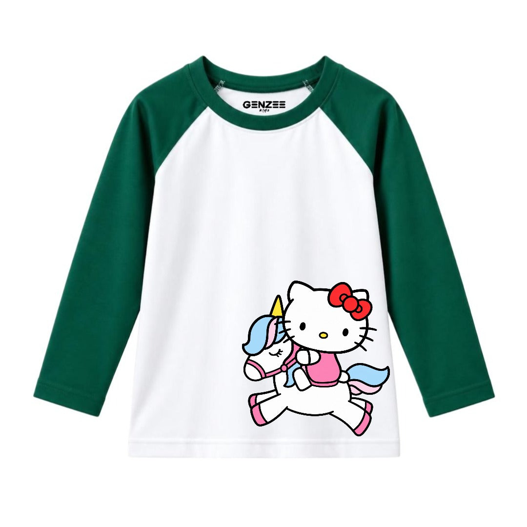 JUNIOR - KITTY WITH HORSE FULL SLEEVES RAGLAN DP032