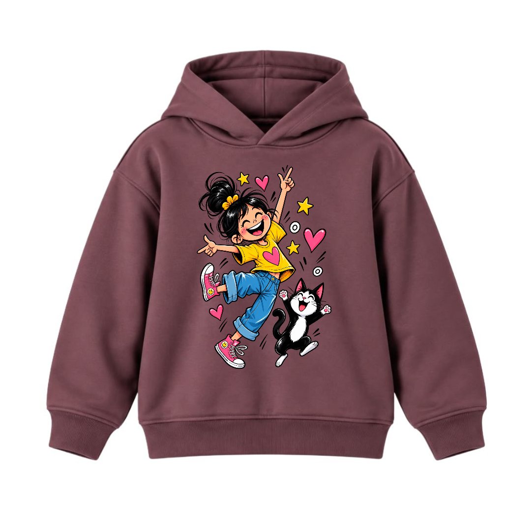 JUNIOR - GIRL WITH CAT HOODIE DP035