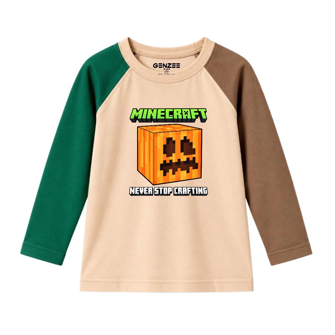 JUNIOR - NEVER STOP MINECRAFT FULL SLEEVES RAGLAN DP025