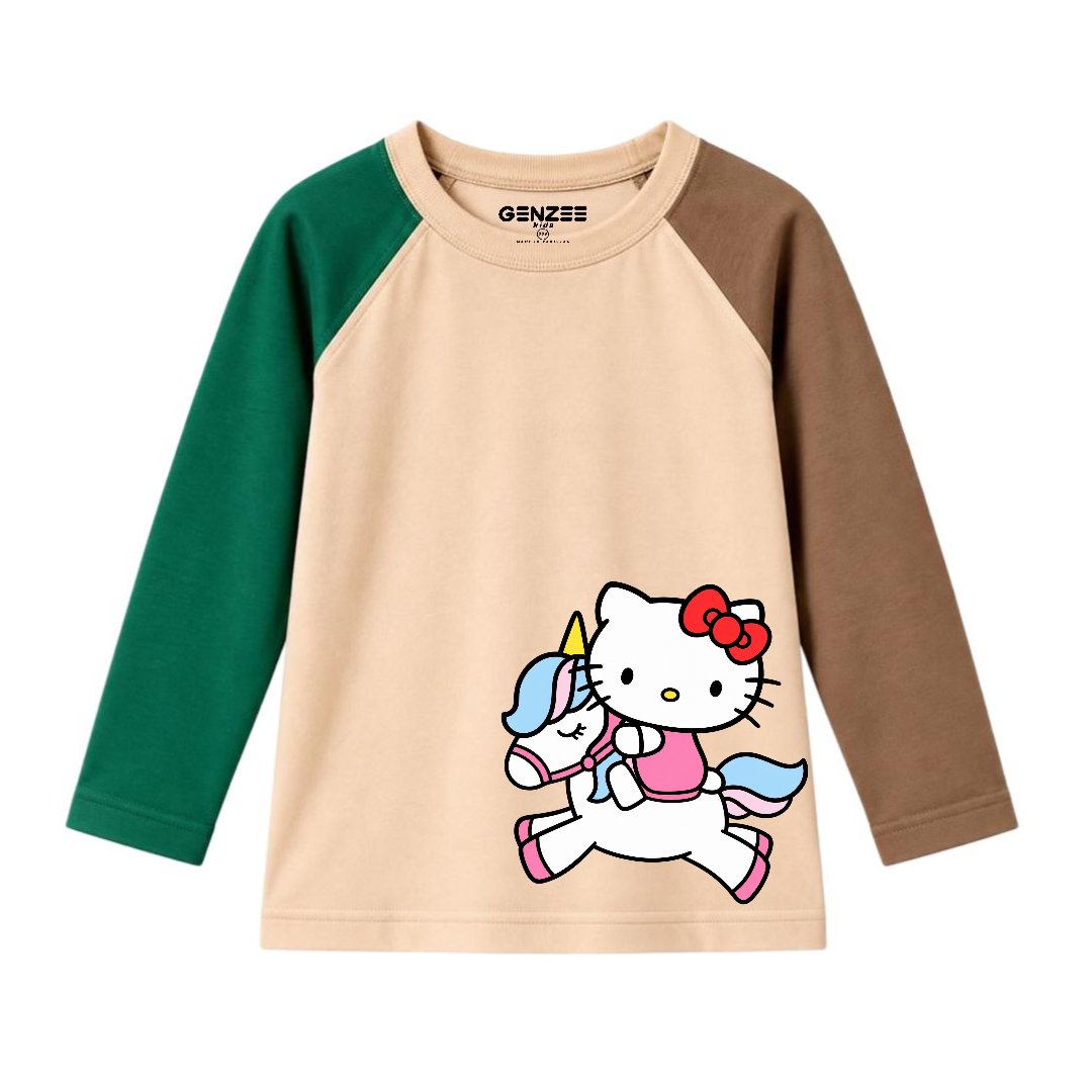 JUNIOR - KITTY WITH HORSE FULL SLEEVES RAGLAN DP032