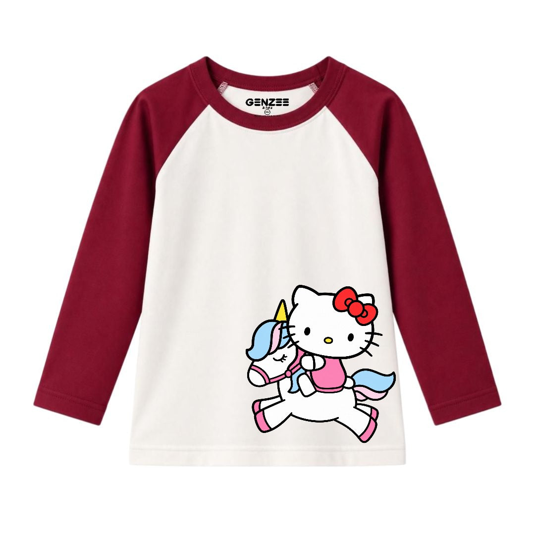 JUNIOR - KITTY WITH HORSE FULL SLEEVES RAGLAN DP032