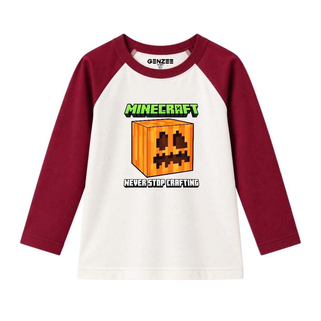 JUNIOR - NEVER STOP MINECRAFT FULL SLEEVES RAGLAN DP025
