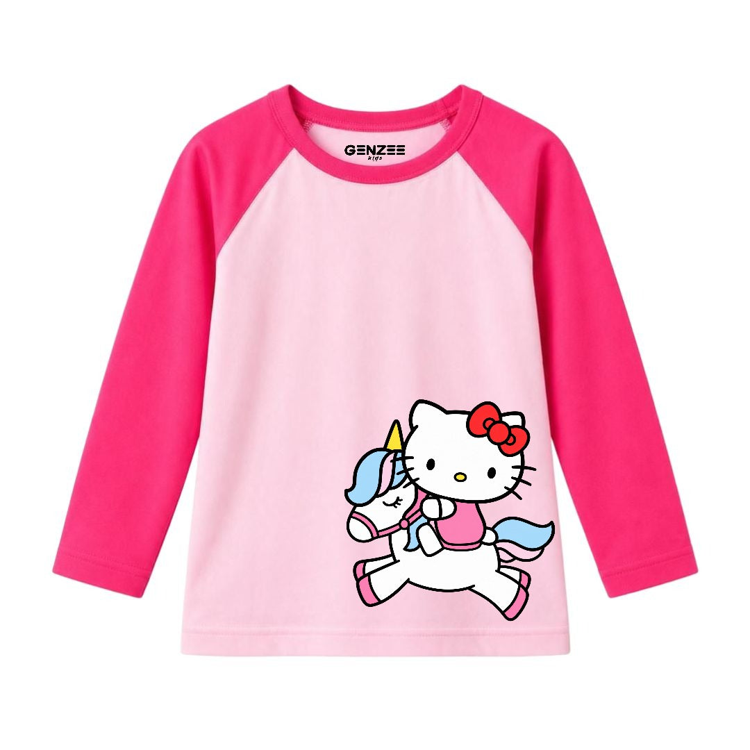 JUNIOR - KITTY WITH HORSE FULL SLEEVES RAGLAN DP032
