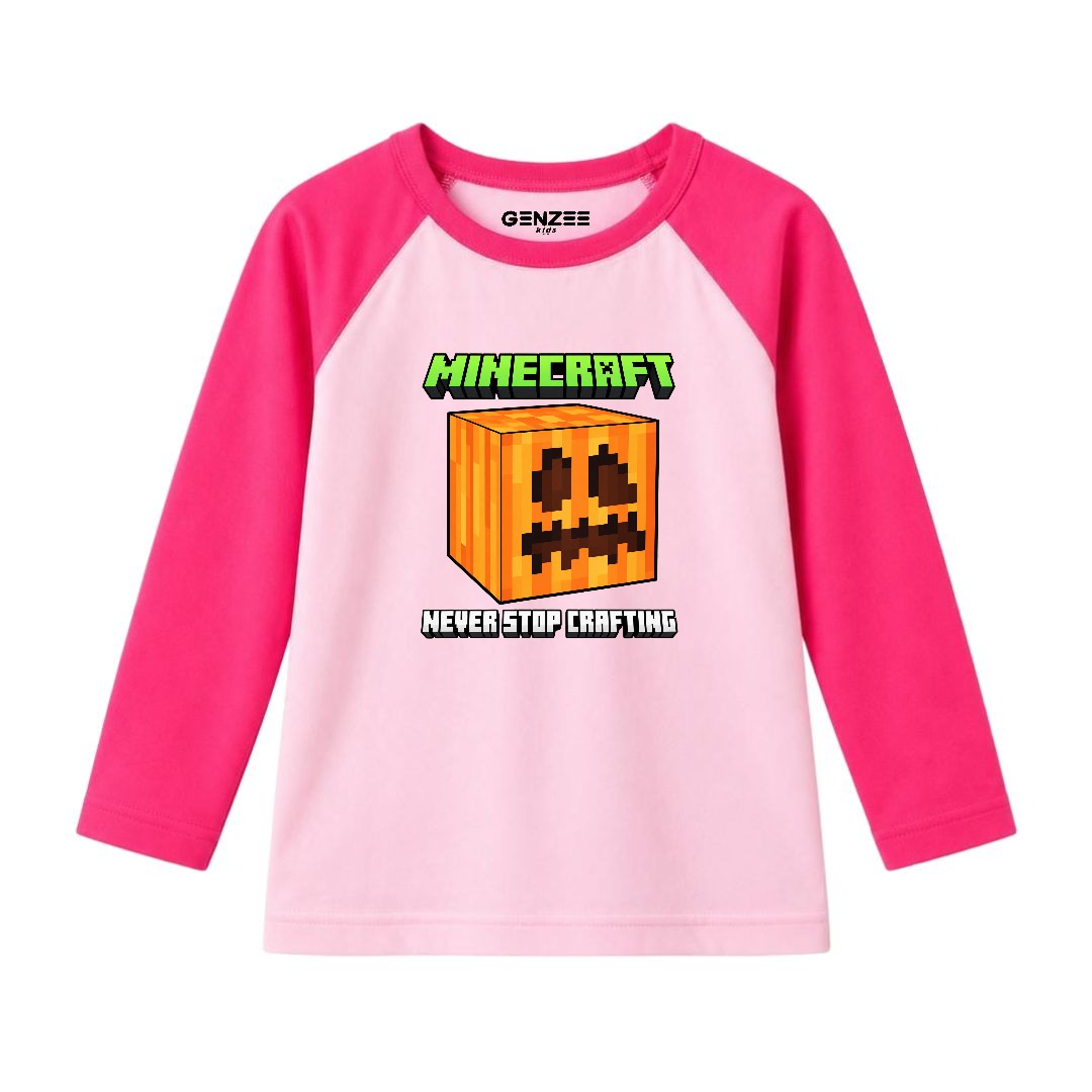 JUNIOR - NEVER STOP MINECRAFT FULL SLEEVES RAGLAN DP025