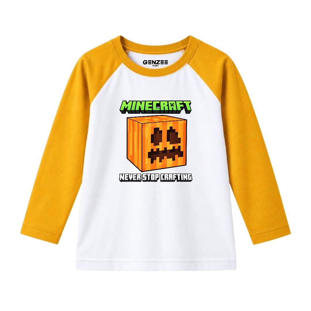 JUNIOR - NEVER STOP MINECRAFT FULL SLEEVES RAGLAN DP025
