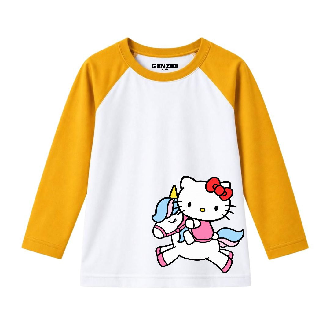 JUNIOR - KITTY WITH HORSE FULL SLEEVES RAGLAN DP032