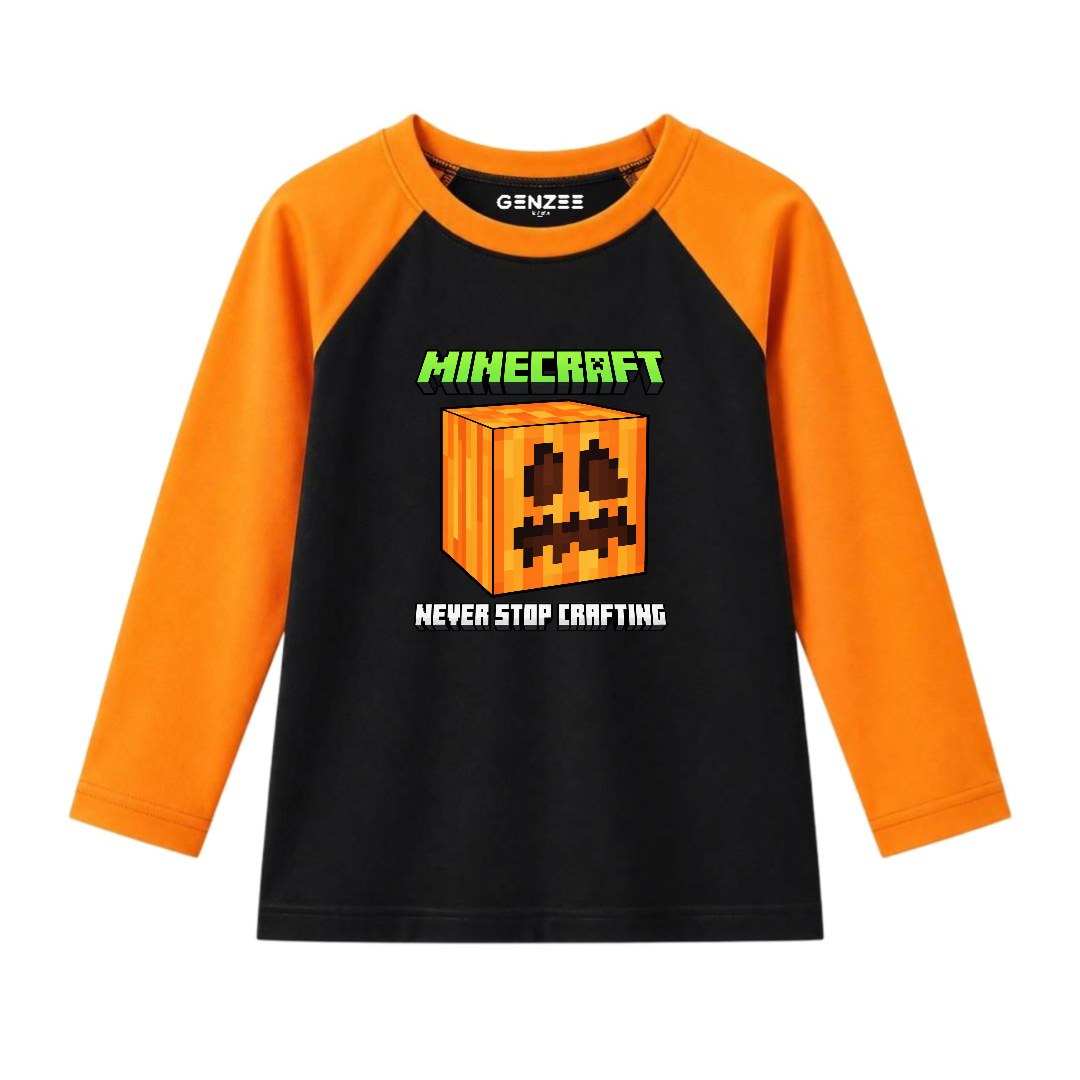 JUNIOR - NEVER STOP MINECRAFT FULL SLEEVES RAGLAN DP025