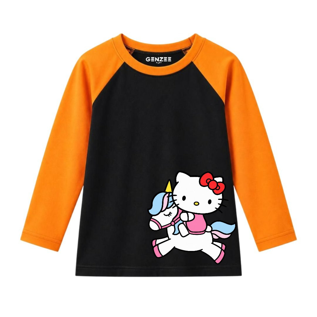 JUNIOR - KITTY WITH HORSE FULL SLEEVES RAGLAN DP032