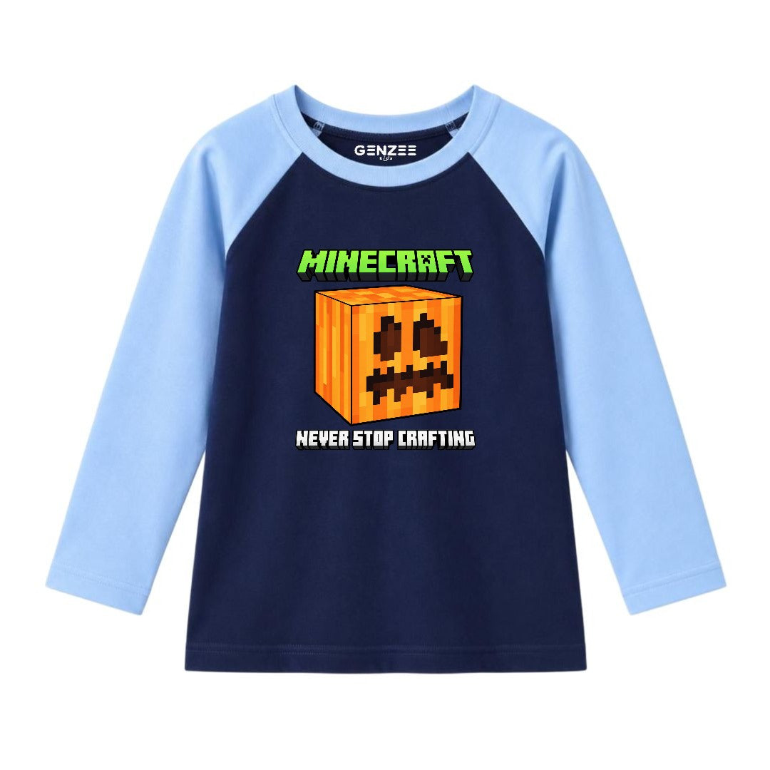 JUNIOR - NEVER STOP MINECRAFT FULL SLEEVES RAGLAN DP025