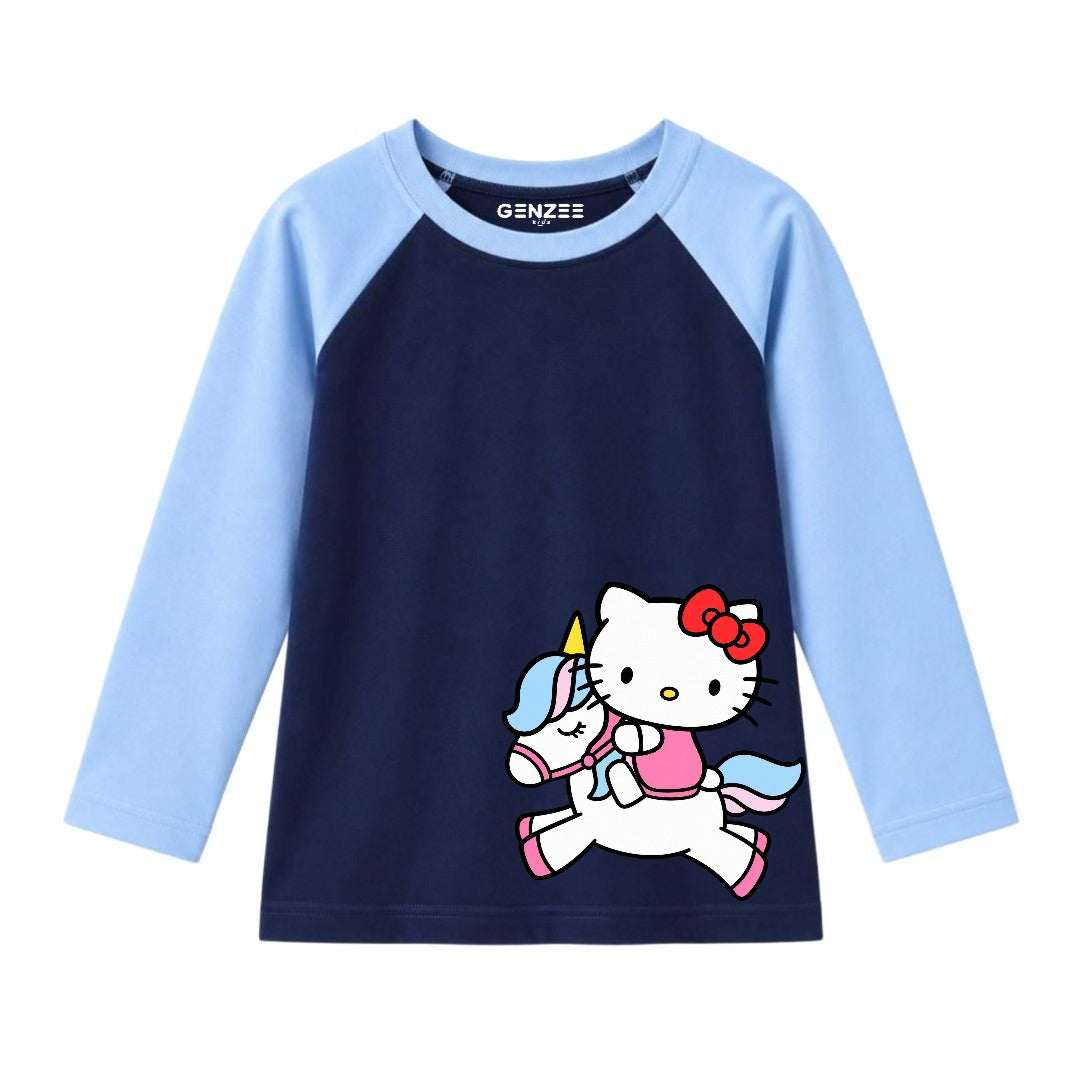 JUNIOR - KITTY WITH HORSE FULL SLEEVES RAGLAN DP032