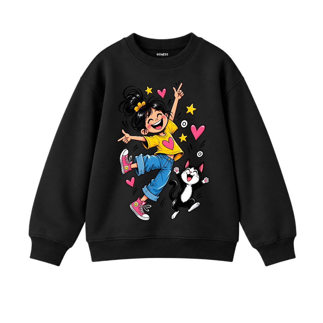 JUNIOR - GIRL WITH CAT SWEATSHIRT DP043
