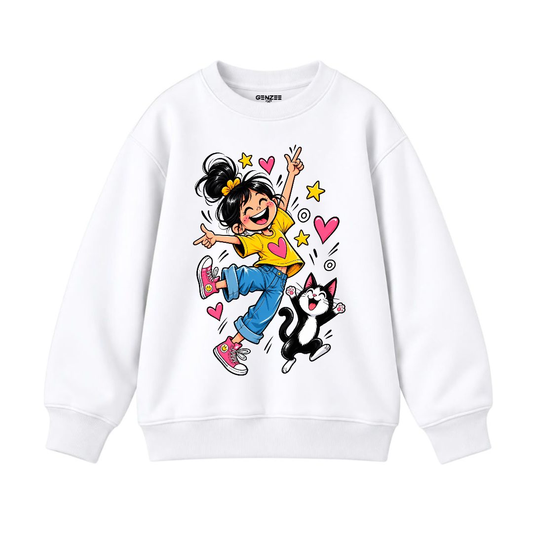 JUNIOR - GIRL WITH CAT SWEATSHIRT DP043