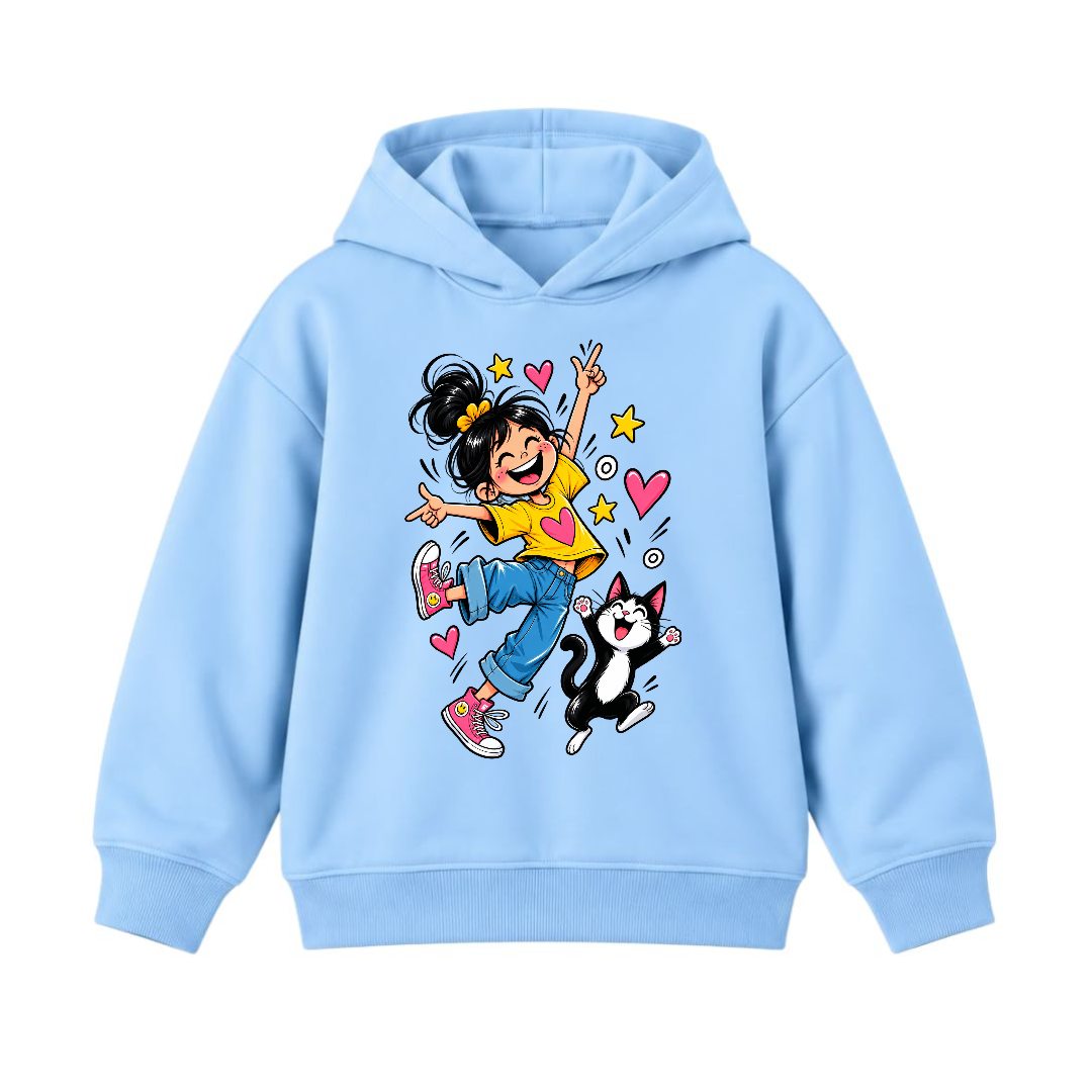JUNIOR - GIRL WITH CAT HOODIE DP035