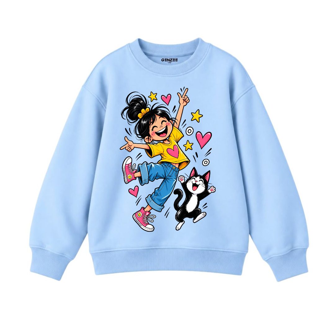 JUNIOR - GIRL WITH CAT SWEATSHIRT DP043