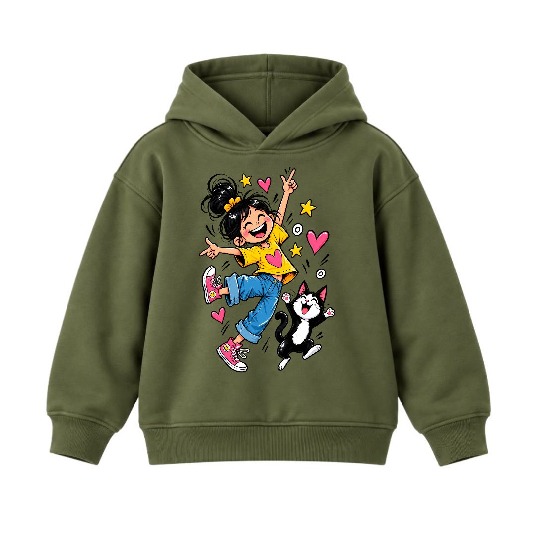 JUNIOR - GIRL WITH CAT HOODIE DP035
