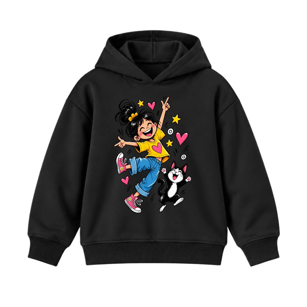 JUNIOR - GIRL WITH CAT HOODIE DP035