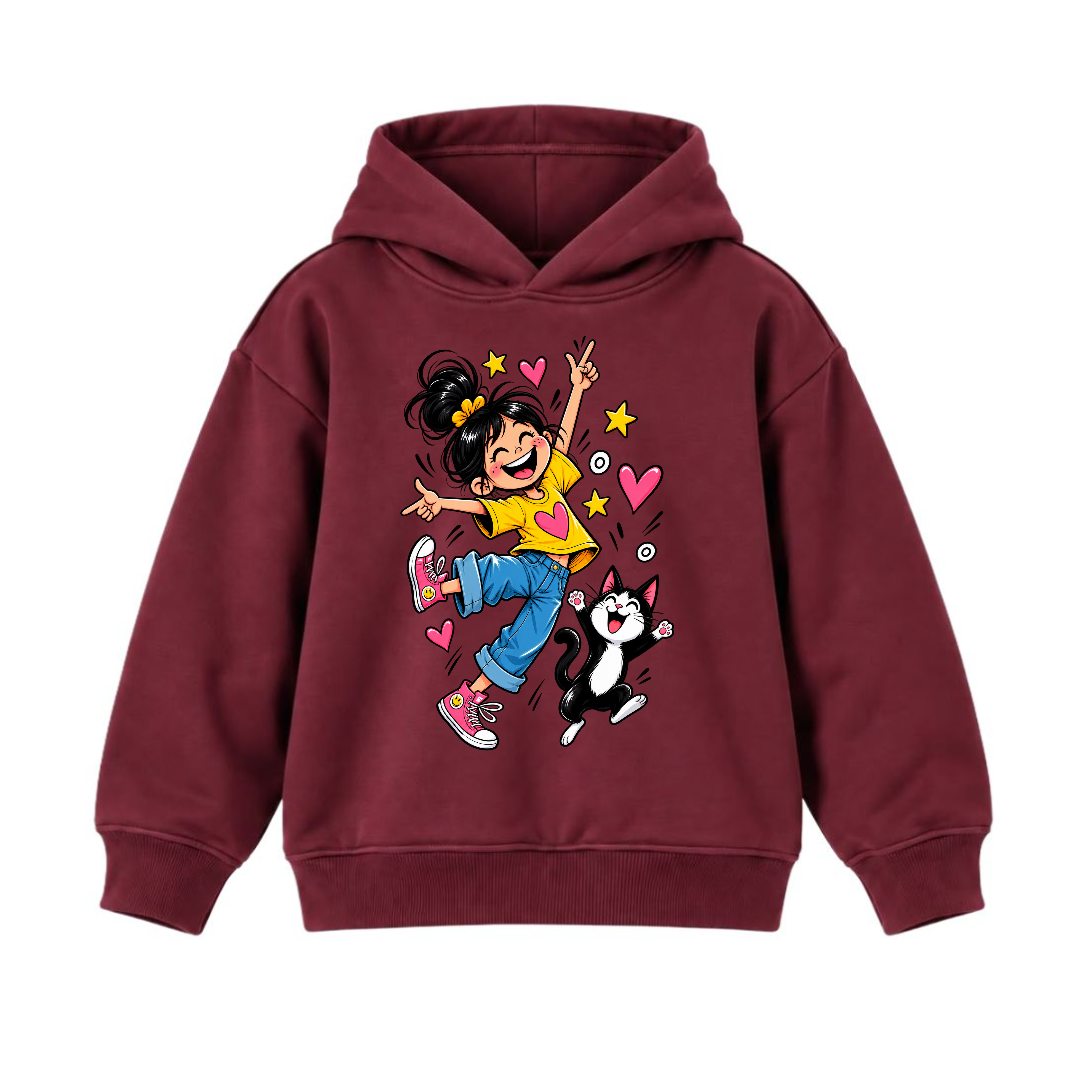 JUNIOR - GIRL WITH CAT HOODIE DP035