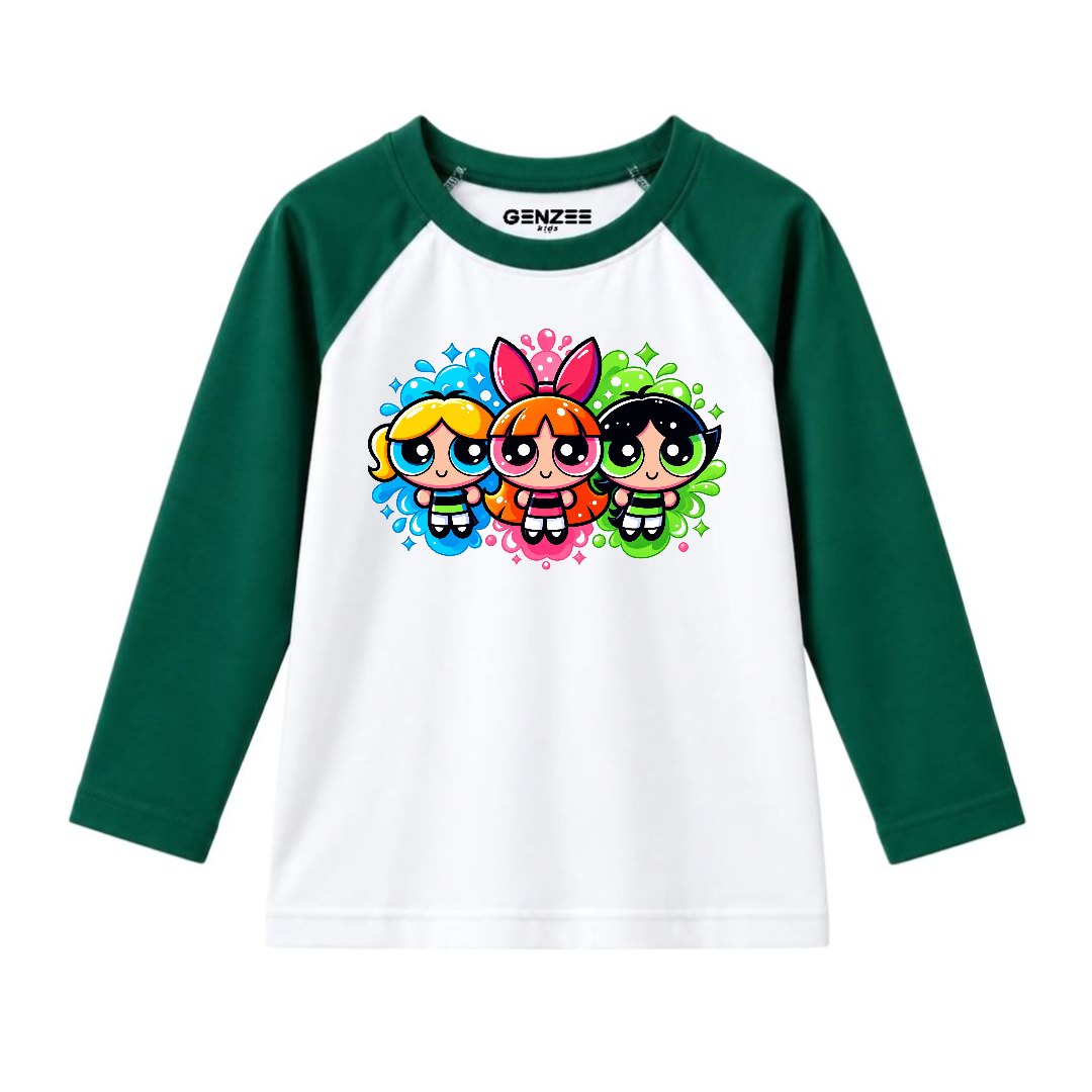 JUNIOR - MULTI POWERPUFF GIRLS FULL SLEEVES RAGLAN DP047