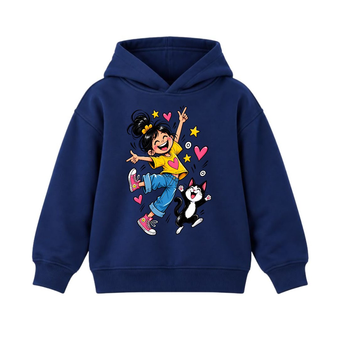 JUNIOR - GIRL WITH CAT HOODIE DP035