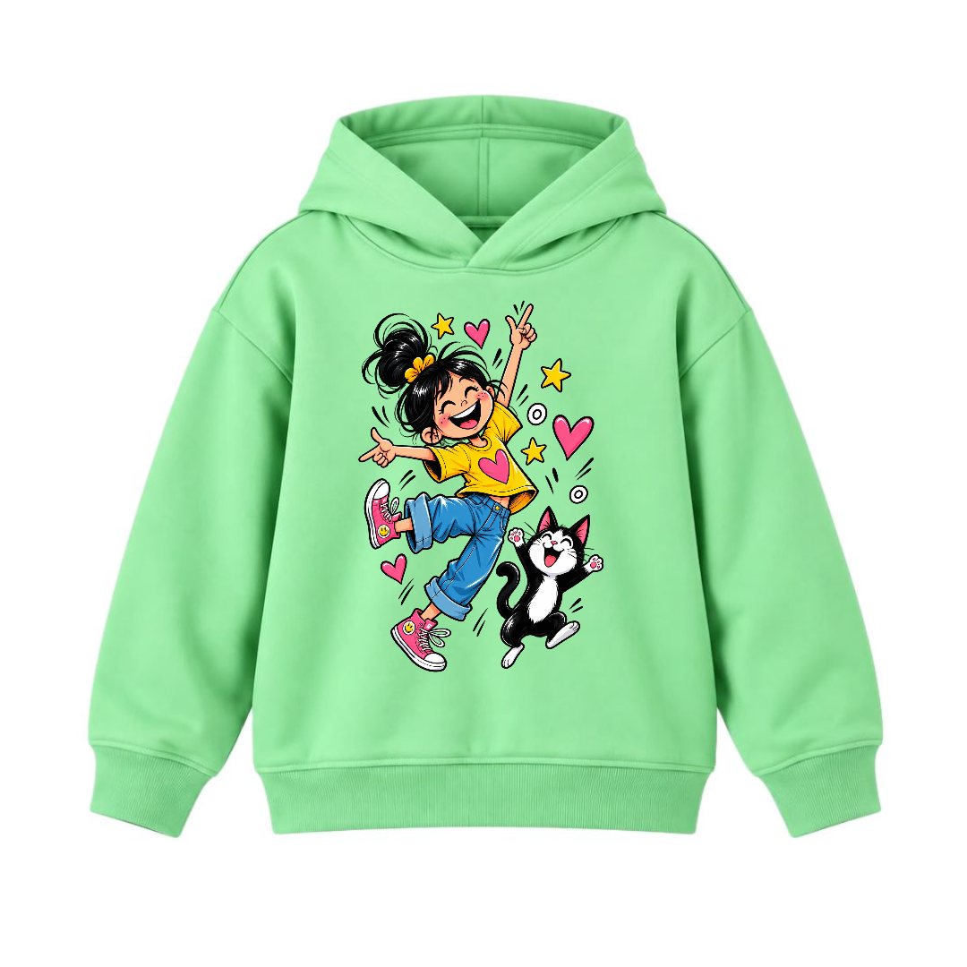 JUNIOR - GIRL WITH CAT HOODIE DP035